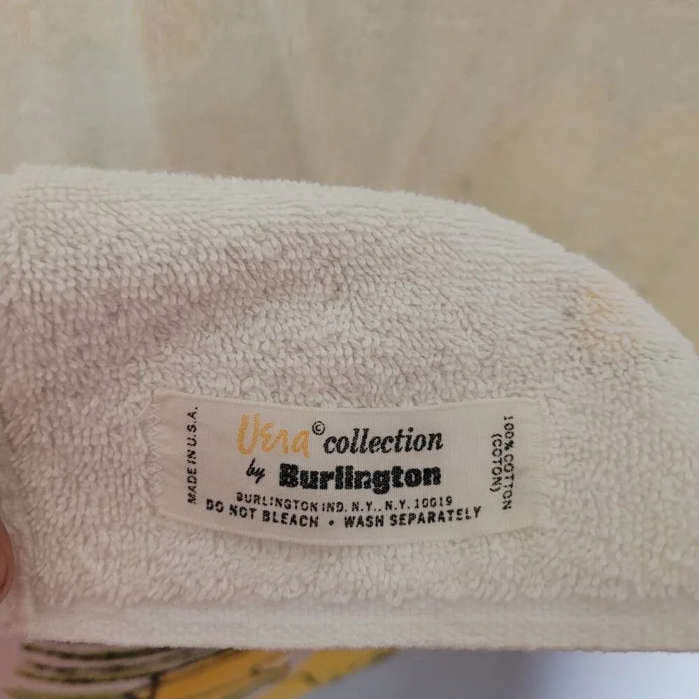 Vintage Vera Neumann Bath Towels - Peony (2) Yellow Floral Cotton U.S.A.
